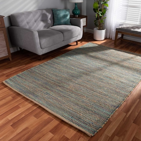 Baxton Studio Michigan Modern and Contemporary Blue Handwoven Hemp Blend Area Rug 188-11840-ZORO